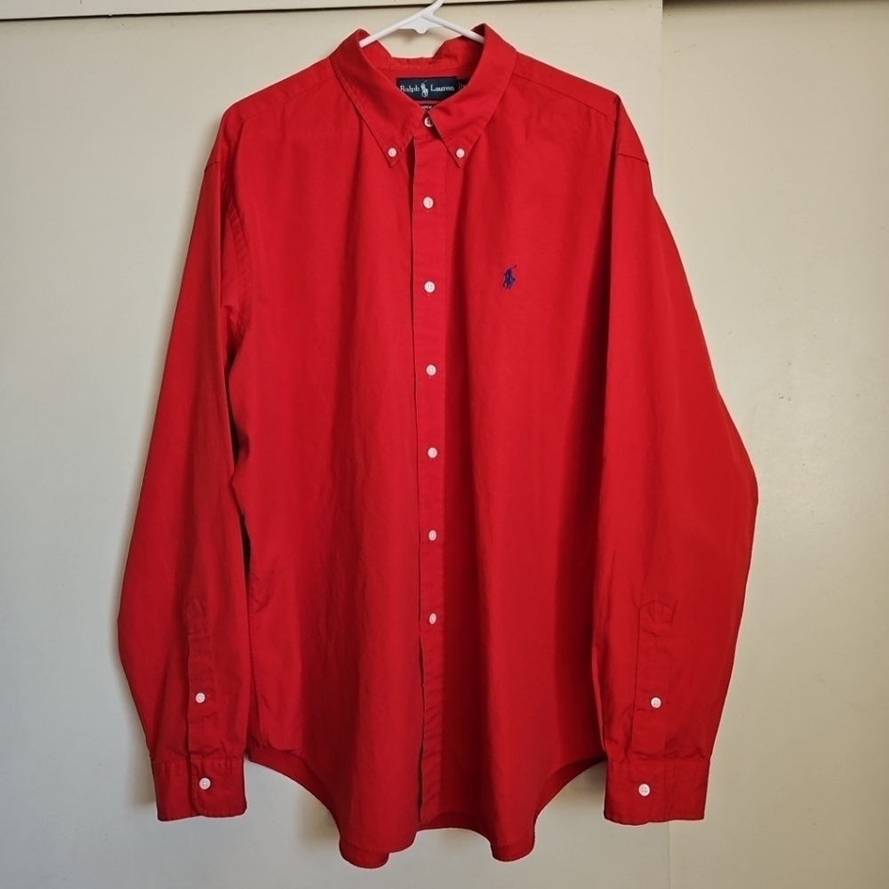 Ralph Lauren Vibrant Red Classic Fit Shirt Button-Up Long Sleeves Collared XXL